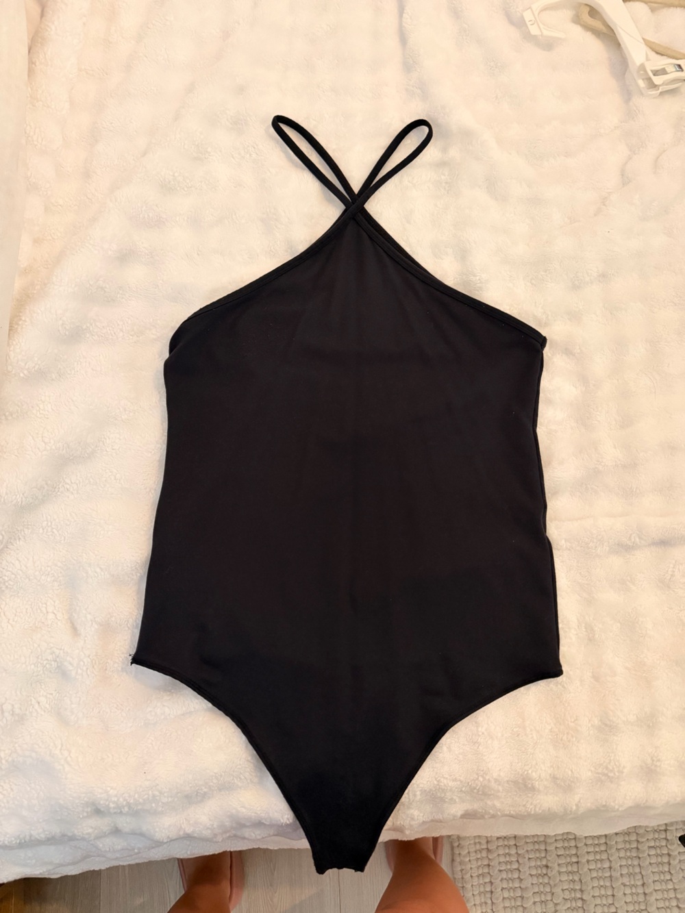 Abercrombie & Fitch Black Asymmetric Thong Bodysuit